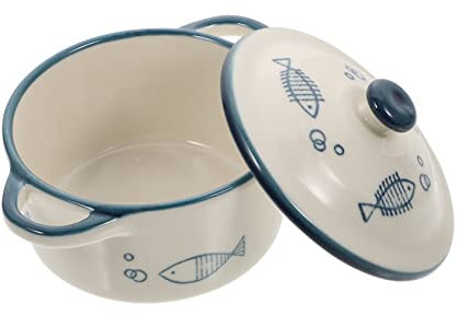 RORPOIR Hand-Painted Steamed Egg Bowl with Double Handles Non-Slip Suction Base Baby Food Bowl for Soup Noodles and Porridge Easy to Clean