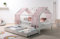 TiCAA Kinderbett 90x200 mit Zwei Schubladen mit Rausfallschutz und Rolllattenrost - Hausbett 90x200 Dachgestell für Jungen & Mädchen - Kinder Haus Bett aus Kiefernholz für Kinderzimmer Weiß