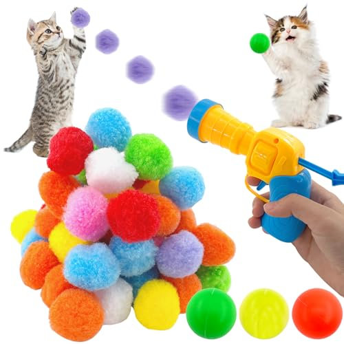 Lets Joy Katzenspielzeug, Katzenspielzeug Ball, Interaktives Launch Training Katzen Spielzeug, Interaktives Katzenspielzeug, Katzen Ball Launcher, Geräuschloser Stretch Ball