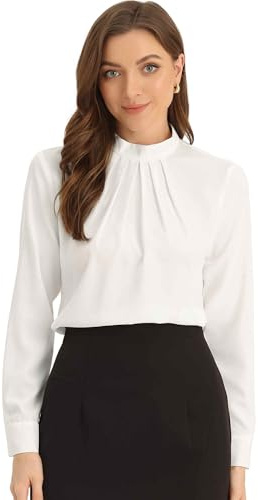Allegra K Work Tops for Women Long Sleeve Ruched Business Casual Blouses