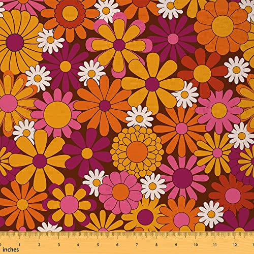 60s 70s Groovy Stoff Meterware Vintage Hippie Blumen Dekoration Wasserdicht Stoff Outdoor Vintage Boho Pflanzen Blumen Stoff 184 x 150 cm Stuhl