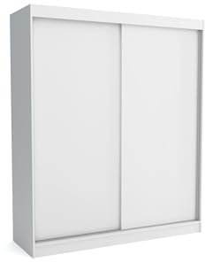 Brent - Kleiderschrank Schiebetüren Emily, 180cm Breit, Schlafzimmerschrank mit 1 Kleiderstange und Einlegeböden für Kleidung, Kleiderschrank Weiß