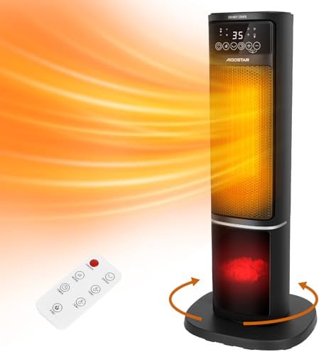 Aigostar Electric Fan Heater with Fireplace, Adjustable Thermostat, 5 Modes, 2000W Ceramic PTC Space Heater with 24H Timer, Overheat & Tip-Over Protection, Energy-Saving-ECO-Mode, Oscillation - Ayden