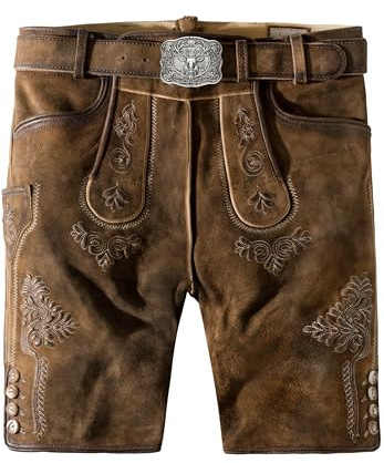 Stockerpoint Herren Lederhose Bertl I Größe 44-64 | Trachtenhose in edler Hirschoptik mit Gürtel I Aus 100% hochwertigem Wildbockleder I Perfekt für Festlichkeiten