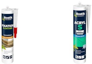 Bostik Colle de Fixation pour Plinthe en Bois, PVC et Medium – Colle Mastic Acrylique pour Parquets & 310.11418 - Mastic Acryl S Maconnerie/Peinture - 310 ml - Blanc