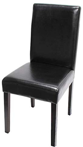 Mendler Esszimmerstuhl Littau-AM, Küchenstuhl Stuhl, Leder - schwarz, dunkle Beine