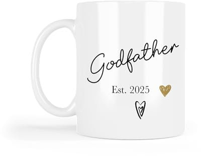 UNIQUEPGIFTS Nueva taza de padrino 2025, regalos para padrinos, propuesta de padrino, bautizo o bautizo, recuerdo de agradecimiento, tazas de cerámica blanca de 11 onzas