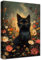 Gato En Jardín Flores Marco de madera Cuadros Modernos Gatito Negro Flores de Colores Cuadros decorativos Lienzo Pintura Imagen Cuadros Decoracion Salon Modernos Baño Dormitorio Comedor 30x40cm