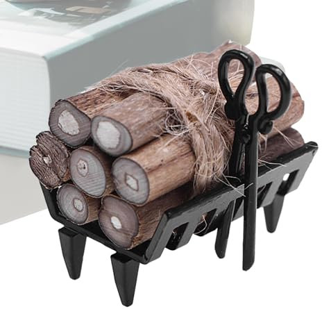 Miniatur-Kaminholzregal, Holzaufbewahrungsregal, Dekoration für Kamin, Miniatur-Möbel für Kinder, Modell-Dekoration