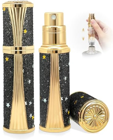 ASADAYS Perfume Atomiser - New Shell - Travel Bottle Refillable Bottom Spray Bottle Mini Size Luxury Fashion Shiny 5ml Filled Leakproof Portable Airplane (Light Luxury, Starry Sky)