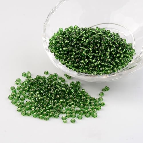 Handicraft Emporium Glass Seed Beads | Lined | 3mm | Green | 50g
