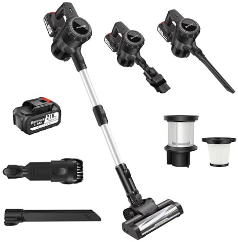 Cordless Stick Vacuum Cleaner, Anti Hair Wrap, 60 Minute Run Time Battery, 140W 15KPA 60Mins Cordless Stick Vacuum Cleaner with LED Display, Pet Tool, Multi-Surface & Crevice Tools