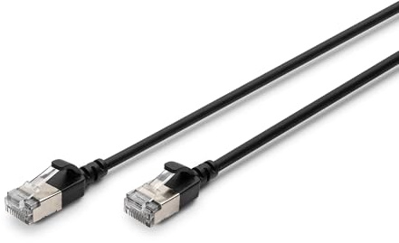 DIGITUS LAN Kabel Cat 6A – 2 m – Slim – F/FTP Geschirmt – Schwarz | 10 Gbit/s – PoE+ – AWG 32/7 – LSZH – RJ45 Netzwerkkabel Patchkabel – Kompatibel zu Cat 6 und Cat 7