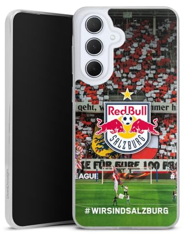 Slim Case kompatibel mit Samsung Galaxy A 36 5G Silikon Handyhülle transparent Hülle extra dünn FC Red Bull Salzburg Statement Offizielles Lizenzprodukt