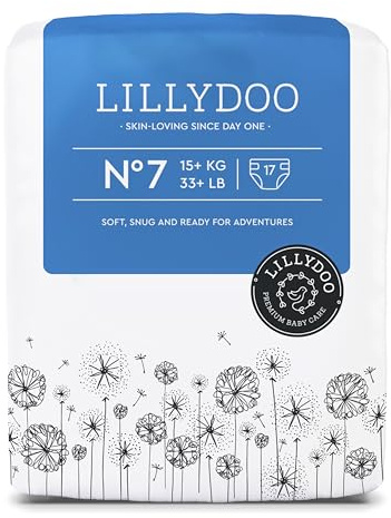 LILLYDOO hautfreundliche Windeln, Größe 7 (15+ kg), 17 Stück | Sicherer Auslaufschutz, Weich, Ohne Parfüme & Lotionen für empfindliche Haut, Dermatologisch getestet