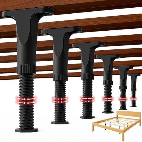 Verstellbare Bettstützbeine, 13 - 21 cm, Bettgestell-Stützbeine für Sofa/Schrank/Couch/Kommode/Tisch, Möbelfüße, Ersatz für Kingsize-Bettgestell, Lattenrost-Stützbeine mit Schrauben, 6 Stück