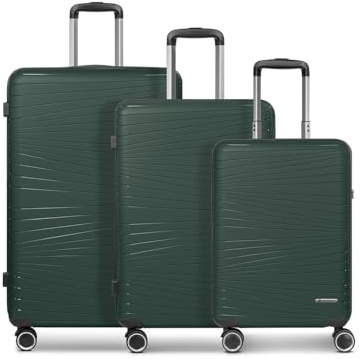 Franky Dallas 3.0 Hartschalen-Trolley mit 4 Rollen Koffer Set 3 Teilig | Ausgestattet mit TSA-Schloss, Dehnfalte, Leicht | Carry on Luggage für Männer-Frauen - Ideal für Flug-Geschäftsreisen
