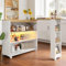 Cayipng Isla de Cocina Extensible, Mesa de Bar móvil, Armario, Carrito de Comedor telescópico con LED, Mesa Alta de Bistro, Lateral con Estante Abierto, Blanco