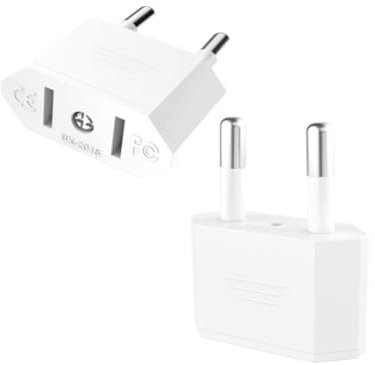 KUKUPOW 2 pezzi Adattatori da Viaggio USA, Adattatore Spina USA-Europa, Spina USA a 2 Pin Euro Italia US Plug Adapter Socket, Adattatore UE per Dispositivi Americani(Bianco)