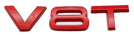 NIBOTT 3D Metallo V6T V8T Emblema Laterale Tronco di Coda Logo Badge Adesivo Car Styling Misura Fit For Audi A3 A4 A5 A6 A7 A8 S3 S4 S5 S6 Q3 Q5 Q7(V8T Red)