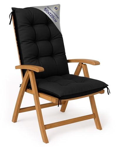Amazinggirl Gartenstuhl Hochlehner Auflagen 50x120 cm - Sitzauflagen Gartenmöbel Gartenstuhlauflagen Polster Auflage für Gartenstühle Sitzpolster Outdoor Stuhlauflagen Sitzkissen Graphit
