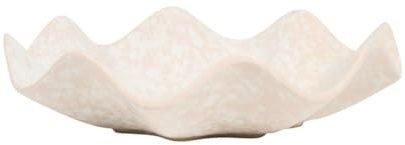DEENZ Orla Chic Wavy Edges Cream Flaunts Durable Ceramic Serving & Display Bowl Decorative Modern Silhouette Design Speckled Finish Perfect Storage Keep Your Small Essentials Organised 32.5 X 8.5 Cm