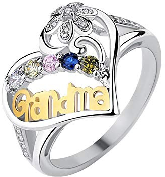 JQQJZLC Generisch sie die Ringe Ring S Mom Impl Ring Geschenk Mutter, die vielseitige kreative und farbige Nanny -Ringe in Silber passen