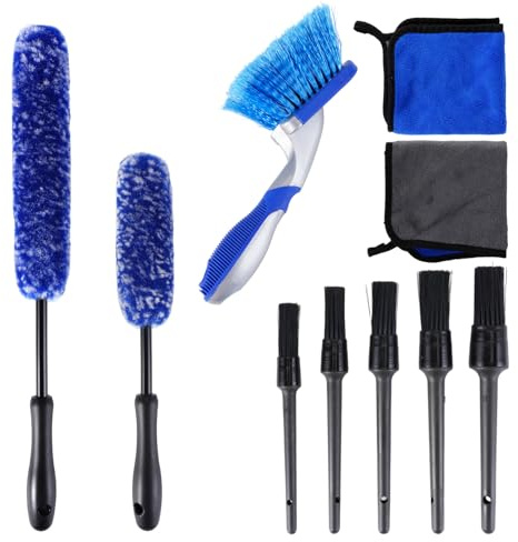 GREENSAPPIRE Car Cleaning Kit 10PCS Car Detailing Kit Car Wheel Brush Kit Wheel Cleaning Brush Tyre Brush and Interior Car Washing Set for Car Motorcycle Bike Cleaning Wheels,Car Tires, Rims, Fenders