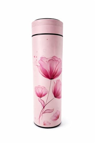JRD Termo Inteligente 450 ml – Botella Térmica de Acero Inoxidable con Pantalla LCD | Doble Pared | Filtro de Infusiones de Gran Capacidad | Tapón Estanco | Libre de BPA–5 Colores (rosa)