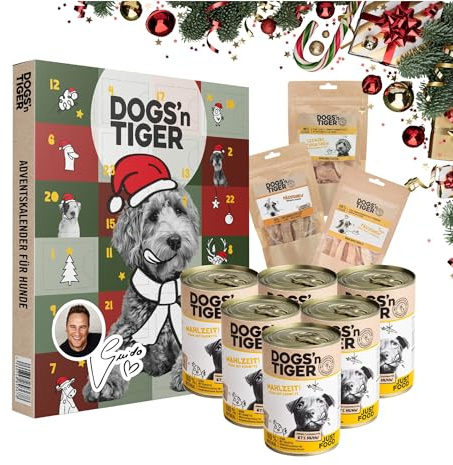 Dogs’n Tiger- Guido Maria Kretschmer – Adventskalender Hunde Box | Monoprotein | Mahlzeit- Huhn mit Karotte | Getreidefrei, Ohne Zuckerzusatz | gefriergetrocknete Snacks | Optimale Verträglichkeit