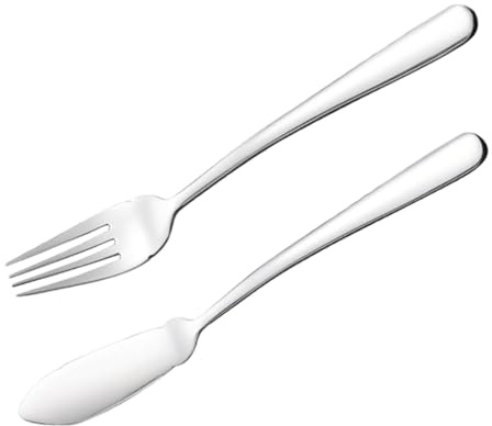 FELTECHELECTR Edelstahl Fischbesteck Fischmesser und Fischgabel Besteck für Zuhause Restaurant Hotel Küchengeräte Robust Spülmaschinenfest Komfortabler Griff