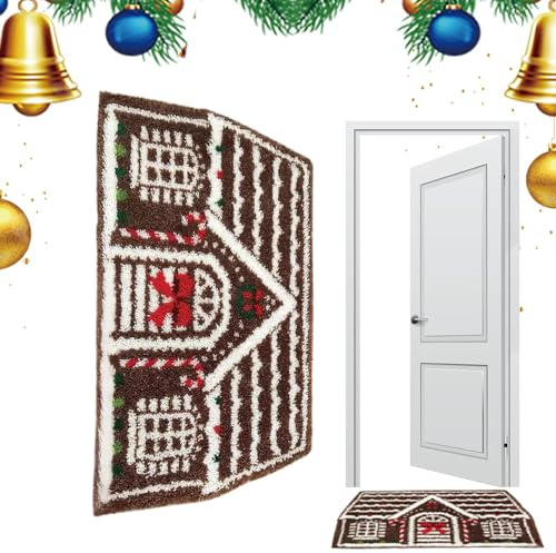 Lebkuchenhaus Fußmatte 60x90 cm Festliche rutschfeste Weihnachts