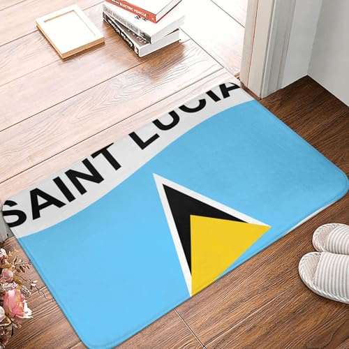 Flagge Von St. Lucia Fussmatte Weich Sauberlaufmatte Wetterfest Schmutzfangmatte Für Außen Küche Wohnzimmer 40X60Cm