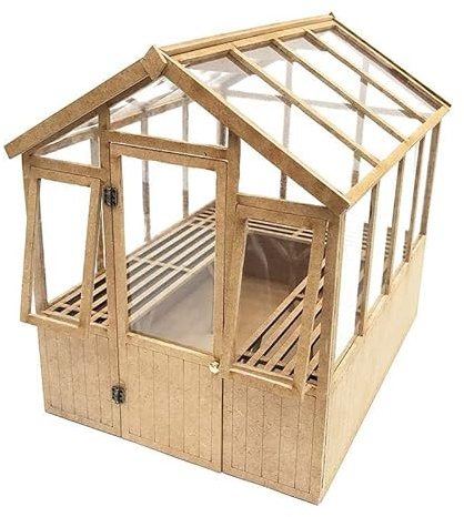 MyTinyWorld Miniature Greenhouse Kit, 1:12 Scale, Laser Cut MDF, DIY Dollhouse Garden with Opening Door and Windows, Removable Roof