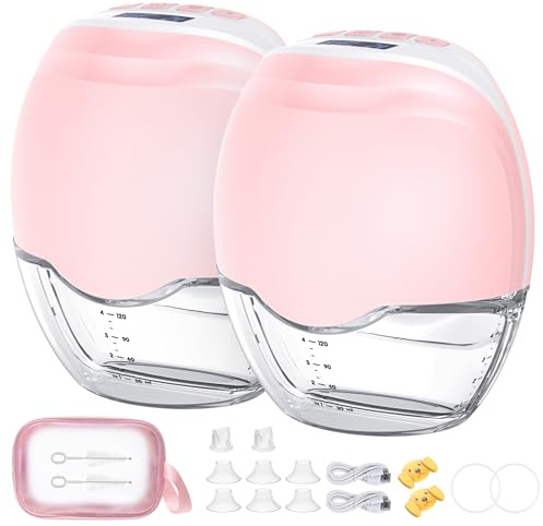 Sacaleches Electricos Manos Libres, Extractor de Leche Materna Portátil Inalámbrico, Silencioso y Antifugas, 3 Modos y 12 Niveles, Sin BPA, 2 Piezas para Trabajo y Viaje