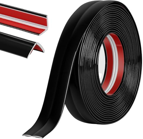 Alaoo Rouleaux Moulure décorative 3CM*6M, Baguette d'angle PVC, Noir | Moulure Murale Adhesive, Protection Angle Mur, Autoadhésive Bord pour Miroir Mur Plafond Armoire Baguette Peint Carrelage
