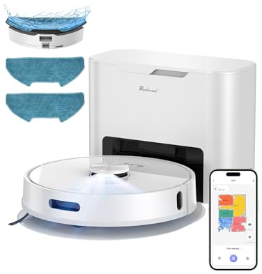 R10 Saugroboter mit Wischfunktion, 4L Staubsauger Roboter Automatische Staubentleerung, Duale Navigation LiDAR + IMU, No-Go-Zonen & Virtuelle Wände, Steuerung per App, Alexa & Google