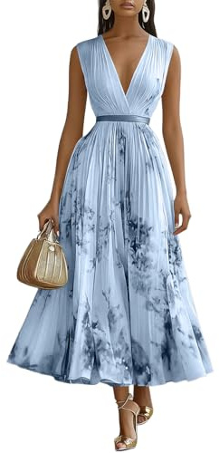 FUPODD Maxikleider Damen Sommer Elegant Sommerkleid Damen Lang Abendkleider Elegant Für Hochzeit Chiffonkleid Maxi Kleid Hochzeitsgast Cocktailkleid Schicke Kleider Leicht Ballkleid Abschlusskleid