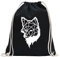 Kiwistar - Turnbeutel - schwarz - Polygon Fuchs Figur Tier Art - Fun Rucksack Sport Beutel Gymsack Baumwolle mit Ziehgurt