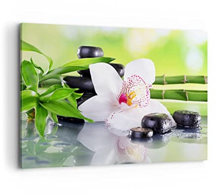 Bilder auf Leinwand 100x70cm Leinwandbild mit Rahmen blume orchidee Groß Wanddeko Bild Schlafzimmer Küche Deko Wandbilder Dekoration Wohnzimmer Wall Decor Canvas Wand Kunstdruck Art AA100x70-3659