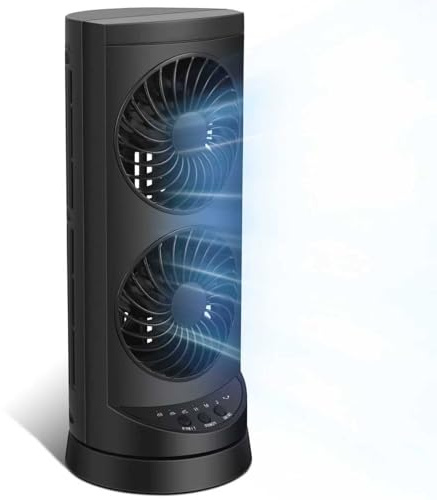 Personal Tower Fan for Bedroom, Portable Desk Table Fan，3 Speeds Cooling Standing Fan with 12H Timer, 60° & 110° Oscillating Floor Tower Fans That Blows Cold Air for Bedroom Office,Dark Grey