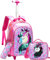 HTgroce Magische Pailletten Einhorn Schulranzen Rucksack Trolley mit 2 Rollen für Kinder Mädchen,Nylon,Kinder Schultrolley Geeignet für Schule und Reise,Mit Essensbeutel und Federmäppchen,Pink