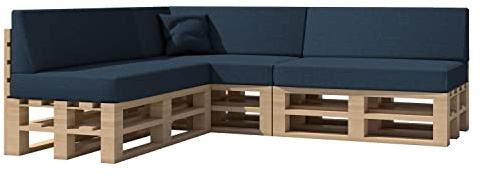 chilly pilley Palettenkissen Gartenkissen Palettenauflage Palettenpolster Indoor Outdoor Waschbar Abnehmbar Sitzkissen Rückenkissen (8er Set, Blau)