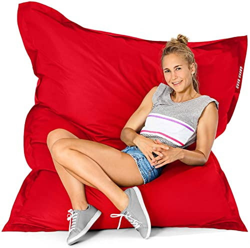 Green Bean© Outdoor Sitzsack XXL 140x180cm 380 Liter Kinder & Erwachsene Bean Bag EPS Perlen Füllung Riesensitzsack Groß Liegekissen Waschbar Wetterfest Lounge Chair Sitzkissen Bodenkissen Rot