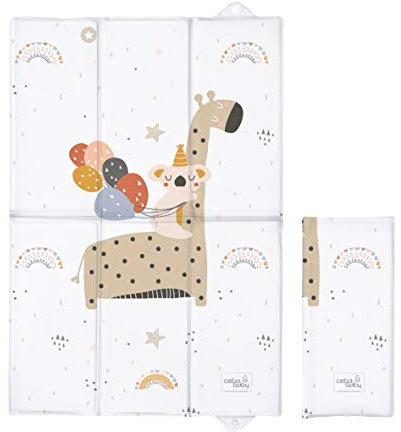Ceba Baby Tragbare Baby Wickelauflage Wickelunterlage für Unterwegs waschbar 60x40 cm - Giraffe