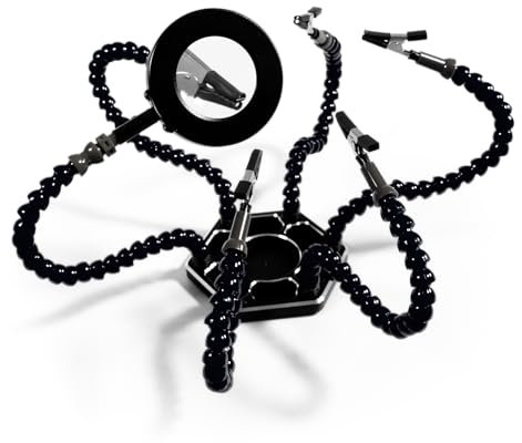 MC POWER - Luppe LED beleuchte Löthilfe Halterung | HM-6 | 5 flexible Klemmen, helfende Hände für Handwerk, Schmuck Lötstation Werkstatt