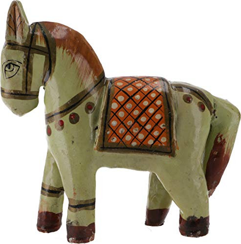 Deko Pferd, im Antik- look bemalt, Holzpferdchen - mint / Tierfiguren