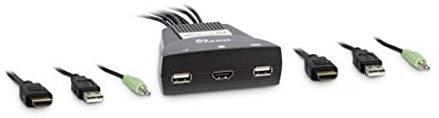 Inter-Tech KVM-LS-21HA HDMI 2-Port KVM-Switch mit automatischem Audioumschalter für den Desktopbereich Kabel-Switch