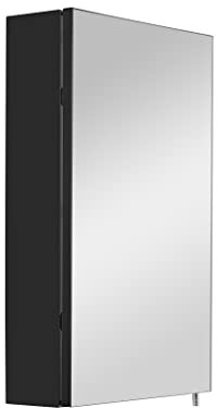 Croydex Dawley Single Door Cabinet, Bathroom Cabinets with Mirror, Stylish Matt Black Finish Bathroom Mirror Cabinets, Wall Mounted, Two Adjustable Shelves, Easy Hang 'n' Lock Installation, 67x40x10cm