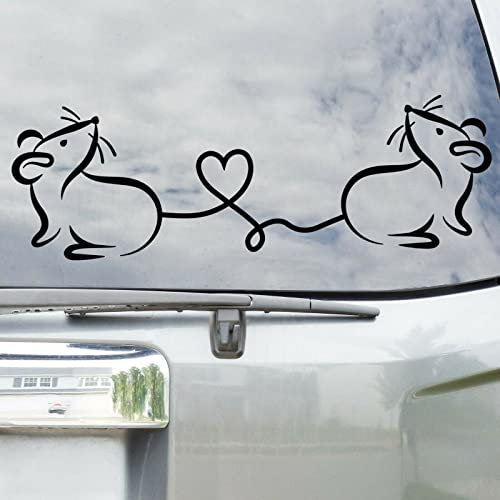 myrockshirt Zwei süße Mäuse Ratten 20 cm Herz Liebe Aufkleber Autoaufkleber Sticker Wandtattoo